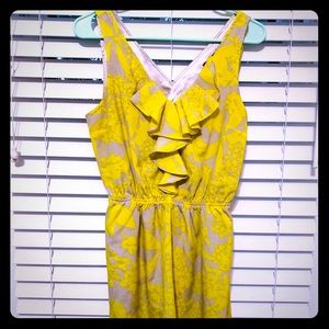 Express Yellow Floral Dress with Ruffles & Pockets